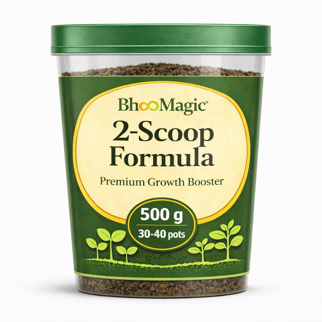 BhooMagic 2-Scoop Formula organic plant growth booster fertilizer jar for faster plant growth and strong roots
