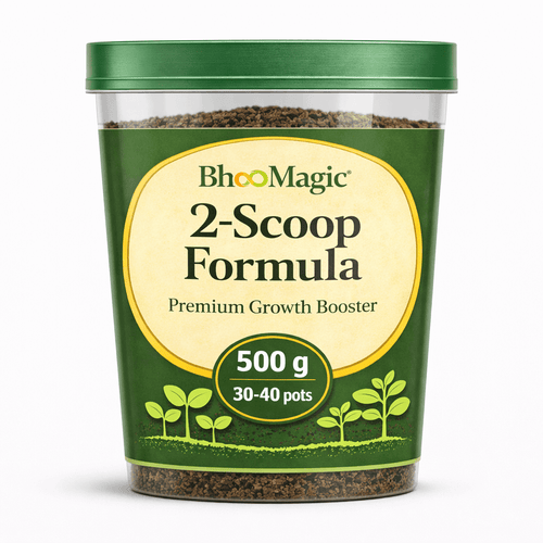 BhooMagic 2-Scoop Formula organic plant growth booster fertilizer jar for faster plant growth and strong roots