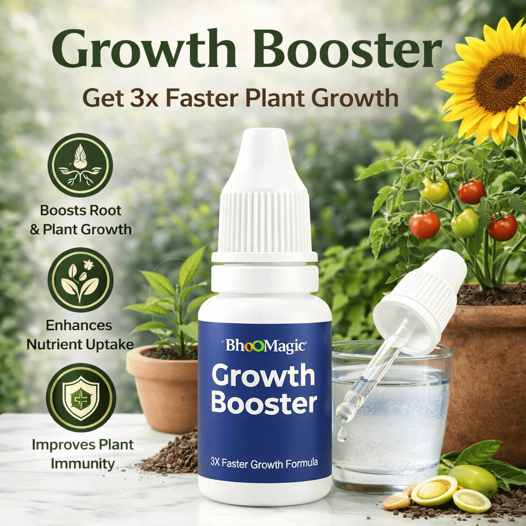 BhooMagic liquid growth booster fertilizer for faster plant growth improved leaf health and plant immunity