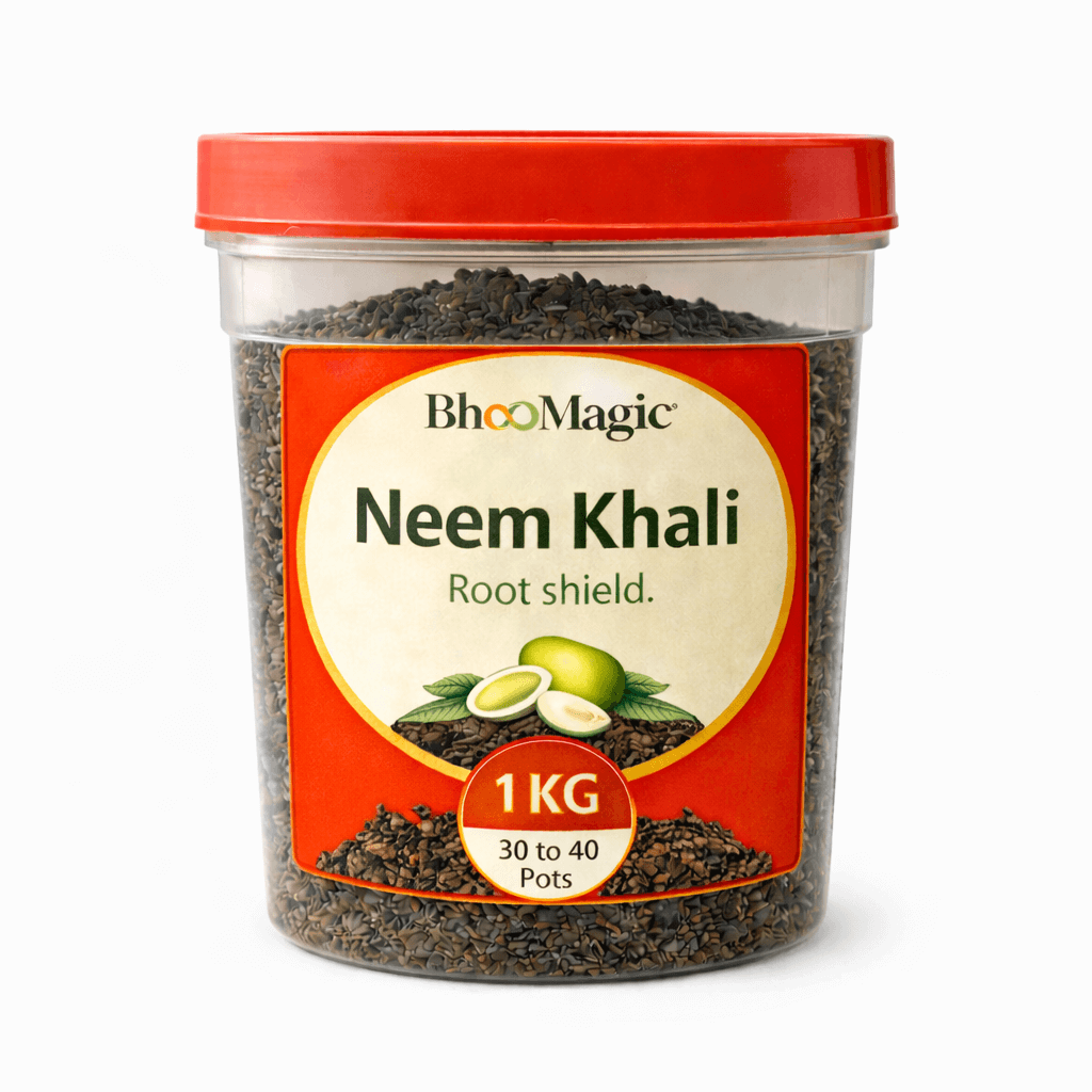 BhooMagic Neem Khali 1kg organic neem cake fertilizer for root protection soil health and natural pest control
